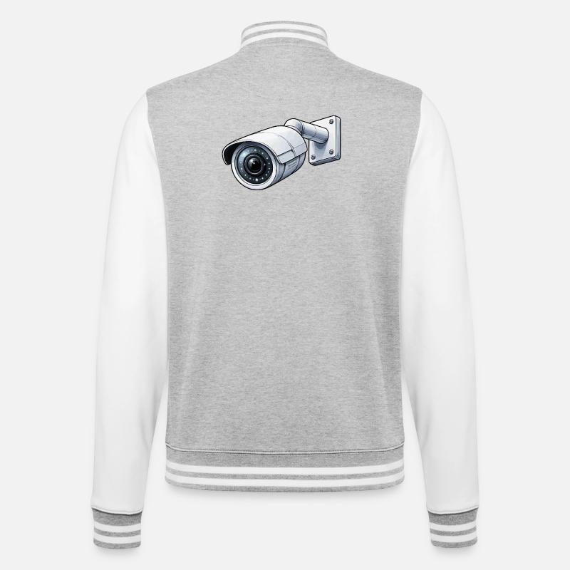 Security Camera Surveillance Camera - College Sweat Jacket - heather grey/white