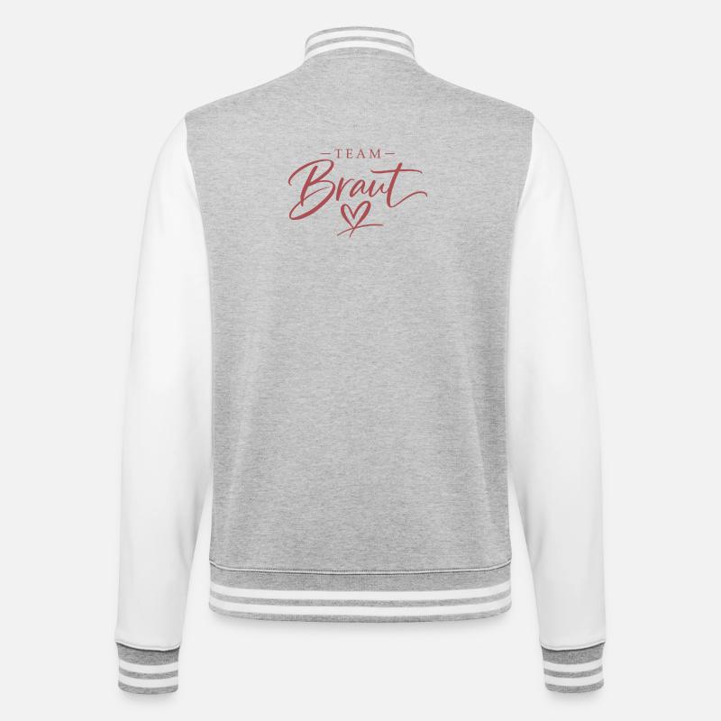 Team Bride Heart Script - College Sweat Jacket - heather grey/white