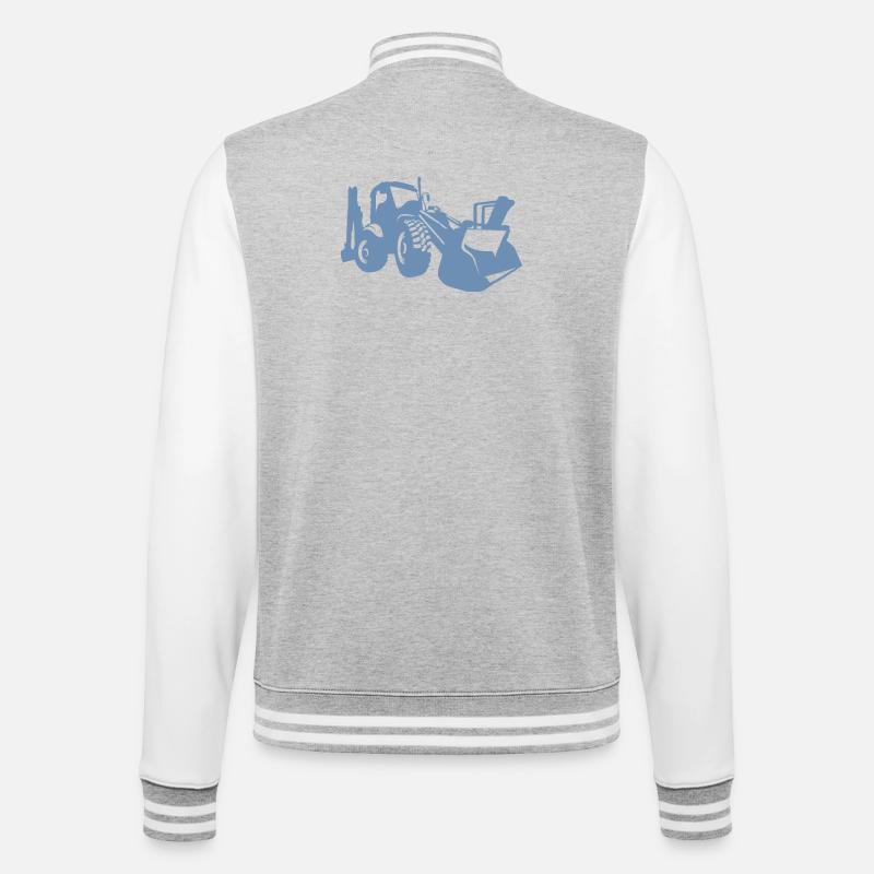 Bagger Radlader Baugeräteführer Silhouette - College-Sweatjacke - Grau meliert/Weiß