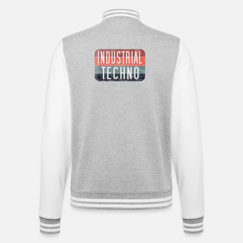 Industrial Techno Retro Gradient - College-Sweatjacke - Grau meliert/Weiß