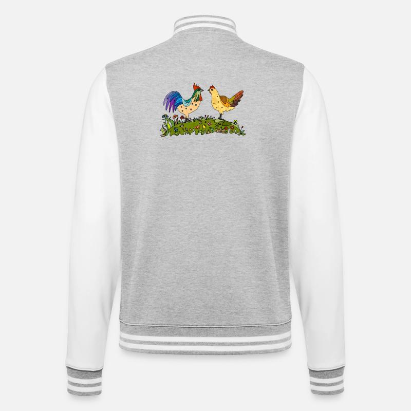 Coq et poule - Veste Teddy - gris chiné / blanc