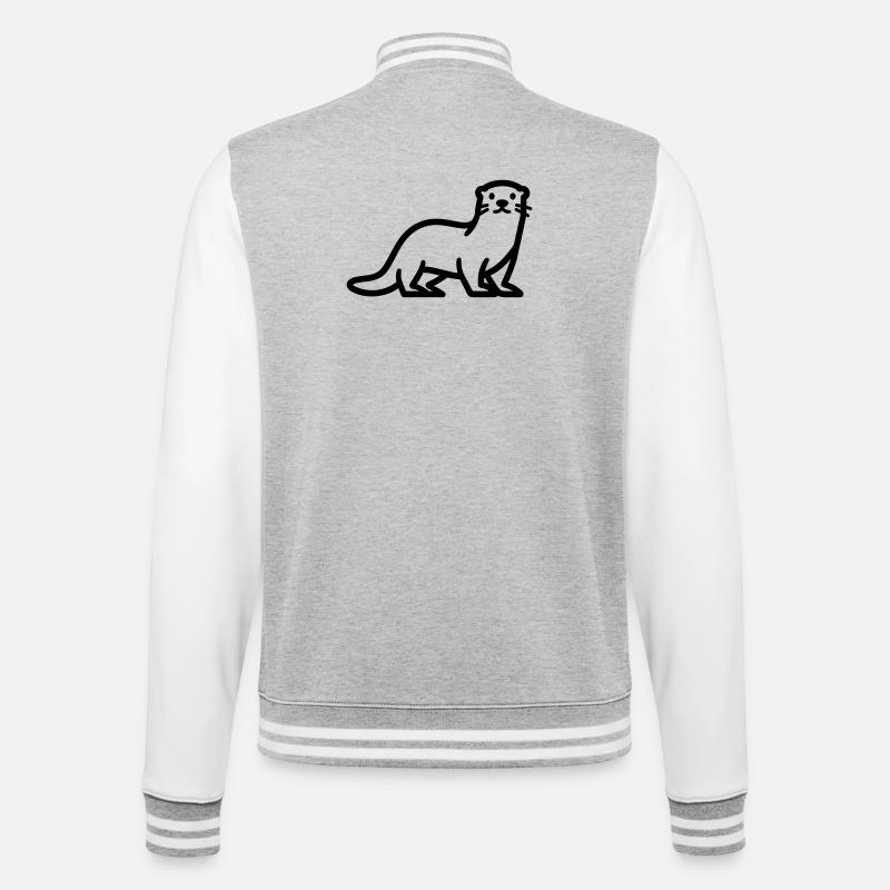 otter - College Sweat Jacket - heather grey/white