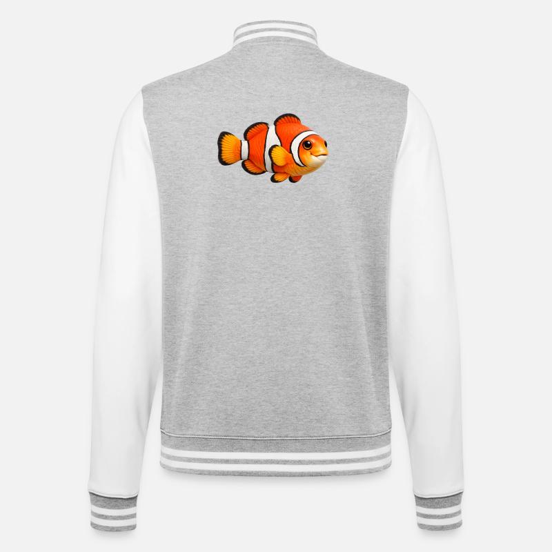 Clownfisch Meeresfisch Bunt - College-Sweatjacke - Grau meliert/Weiß