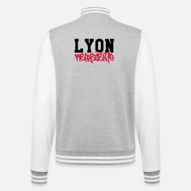 Lyon Représente - Veste Teddy - gris chiné / blanc