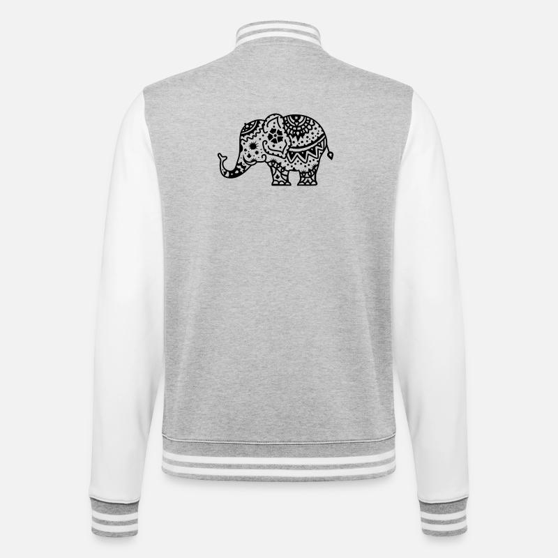 Decorated Indian elephant - College Sweat Jacket - heather grey/white