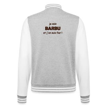 fier d être barbu - Veste Teddy - gris chiné / blanc - Dos - Marisol (170cm)