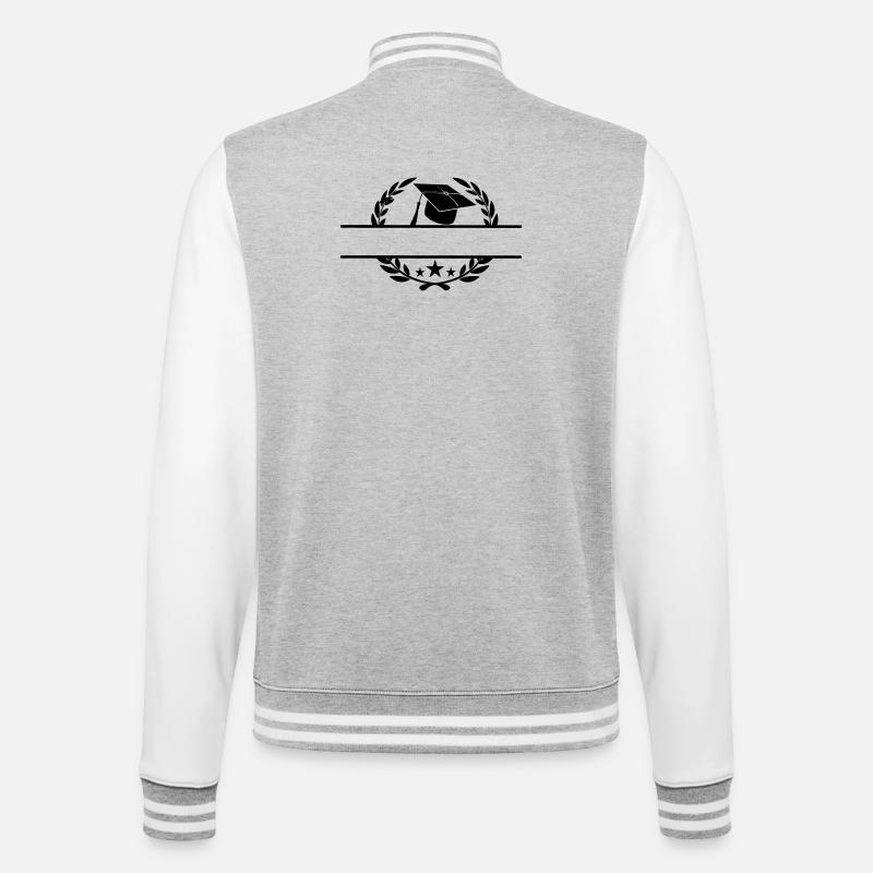 Übergeben in Lorbeerkranz - College-Sweatjacke - Grau meliert/Weiß