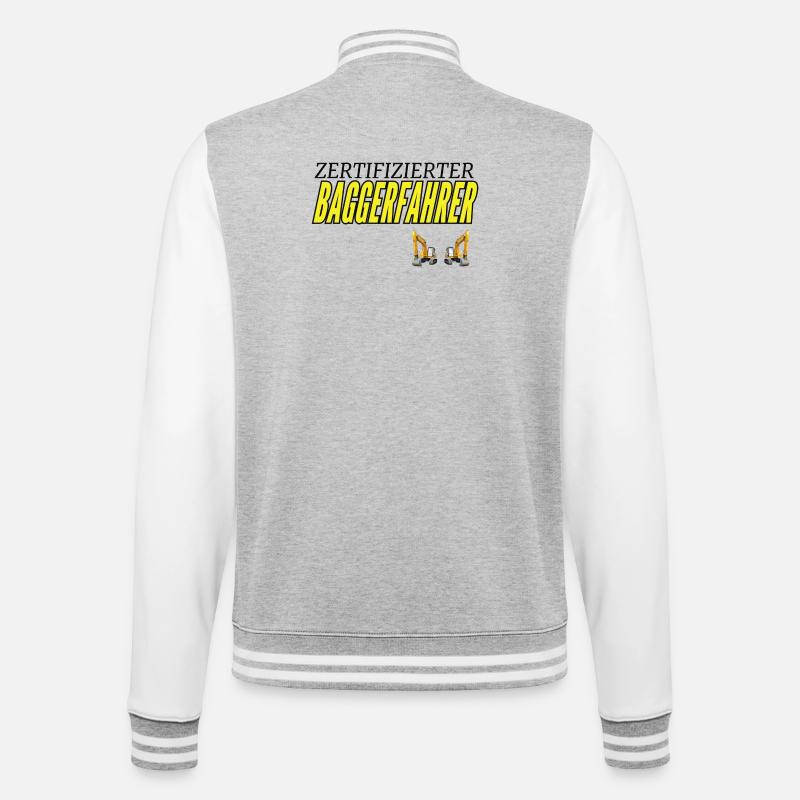 Zertifizierter Baggerfahrer - College-Sweatjacke - Grau meliert/Weiß