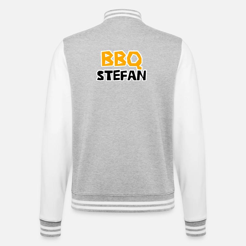 STEFAN BBQ Designer - College-Sweatjacke - Grau meliert/Weiß
