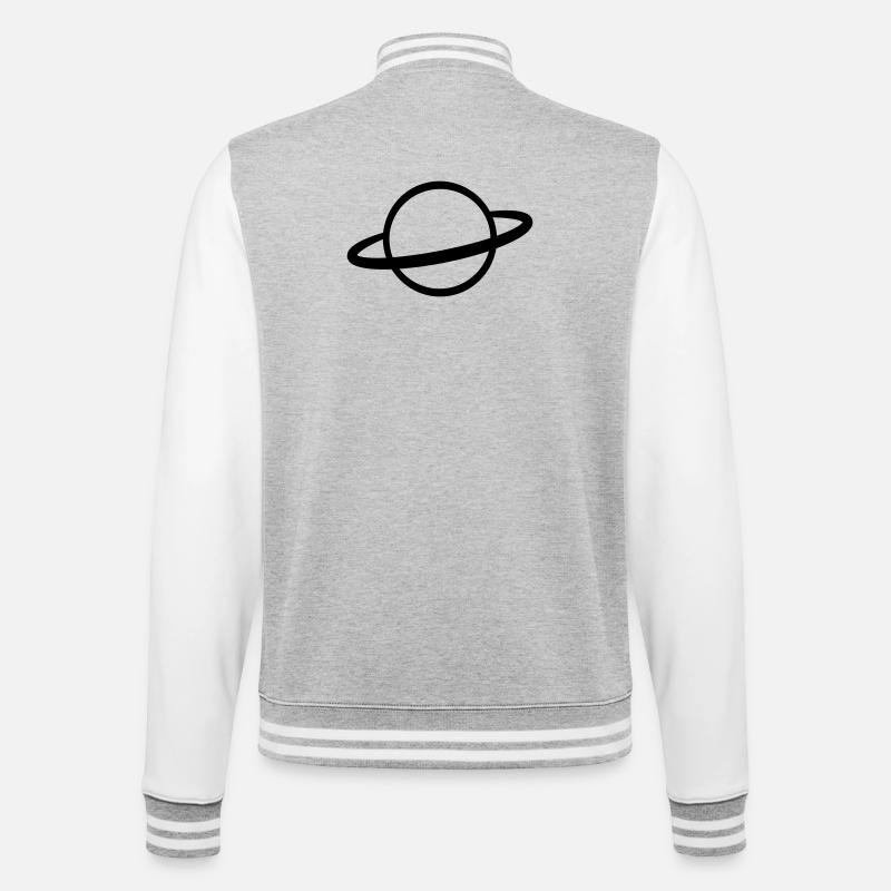 Planet mit Ring Symbol Umriss - College-Sweatjacke - Grau meliert/Weiß