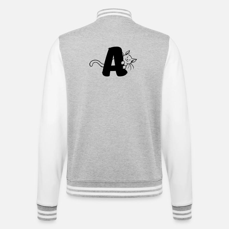 Katze Buchstabe A - College-Sweatjacke - Grau meliert/Weiß