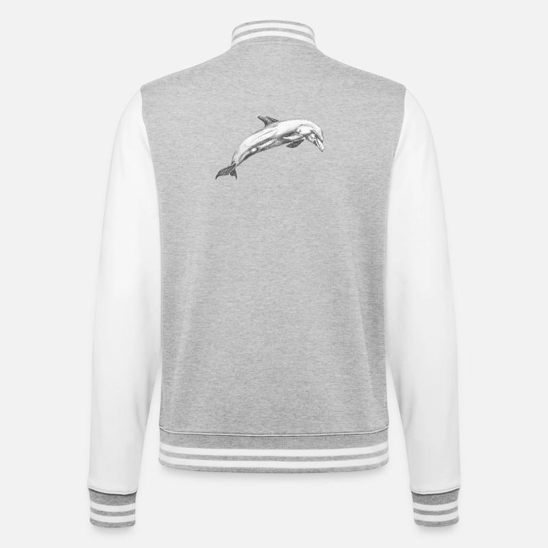 Delfin Dolphin - College-Sweatjacke - Grau meliert/Weiß