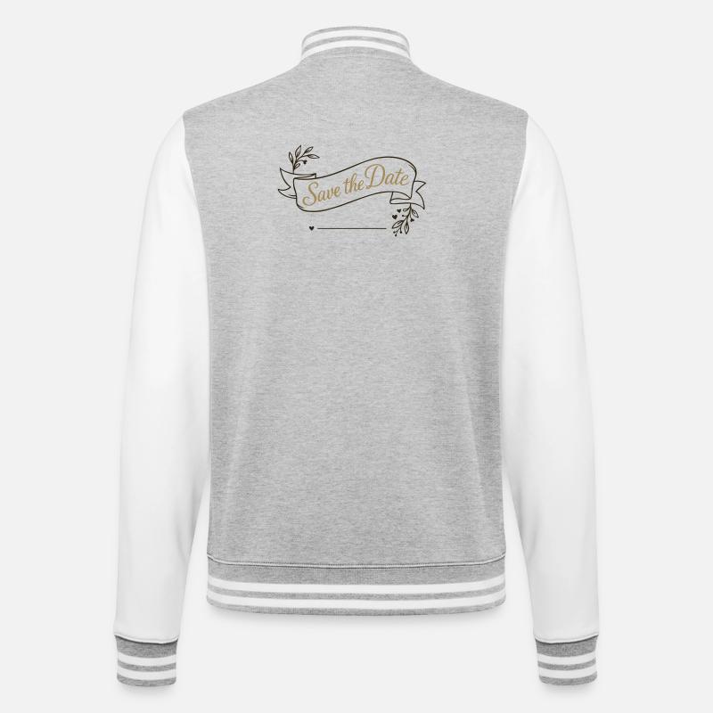 Bannière Save the Date – Mariage 2025 - Veste Teddy - gris chiné / blanc