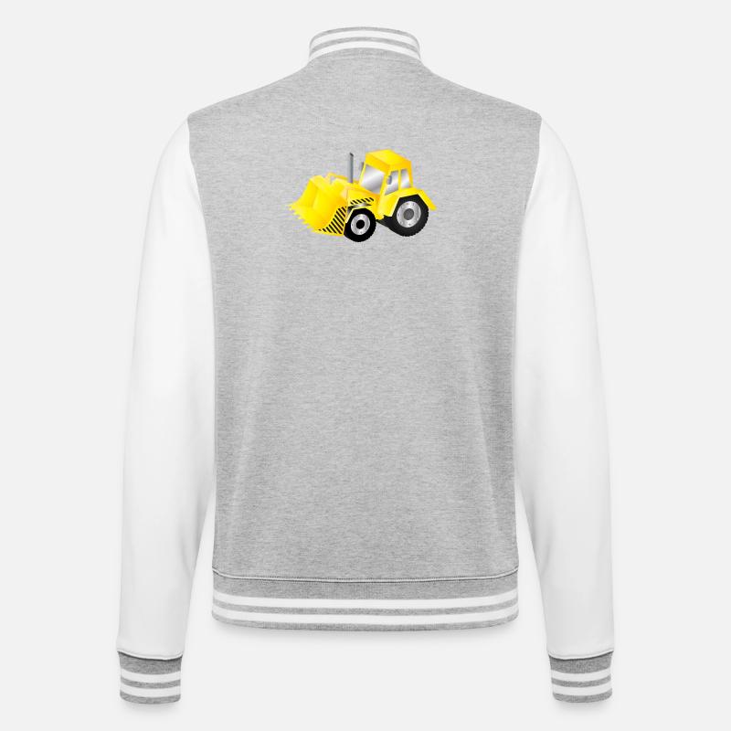 Excavatrice jaune vif avec puissance - Veste Teddy - gris chiné / blanc