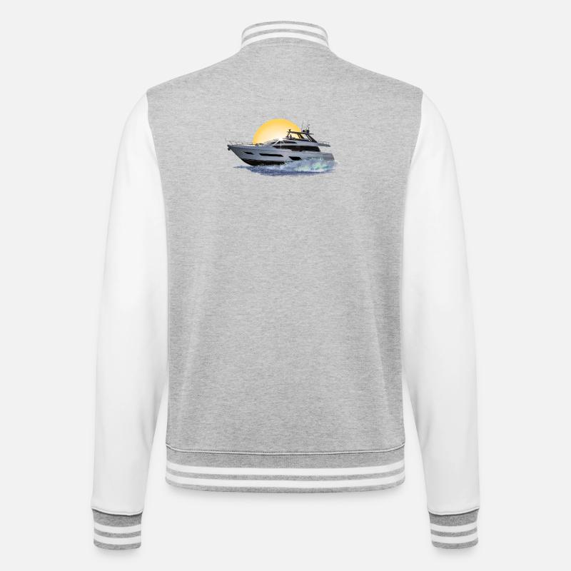Motorboot - College-Sweatjacke - Grau meliert/Weiß