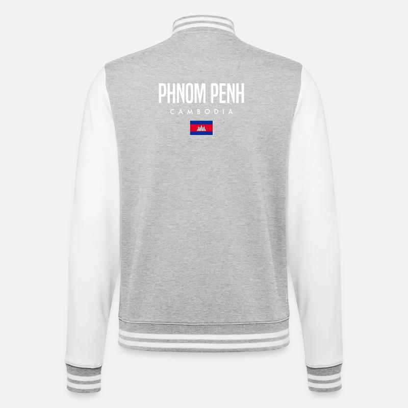 Phnom Penh Cambodge Khmer - Veste Teddy - gris chiné / blanc