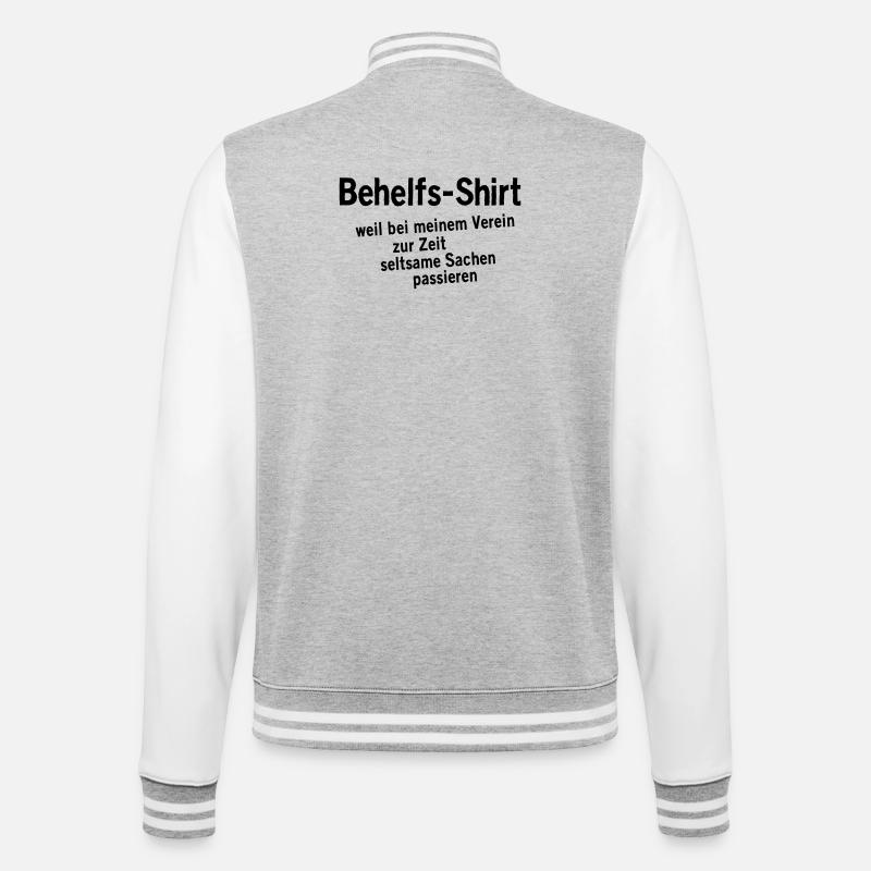 Behelfs-Shirt - College-Sweatjacke - Grau meliert/Weiß