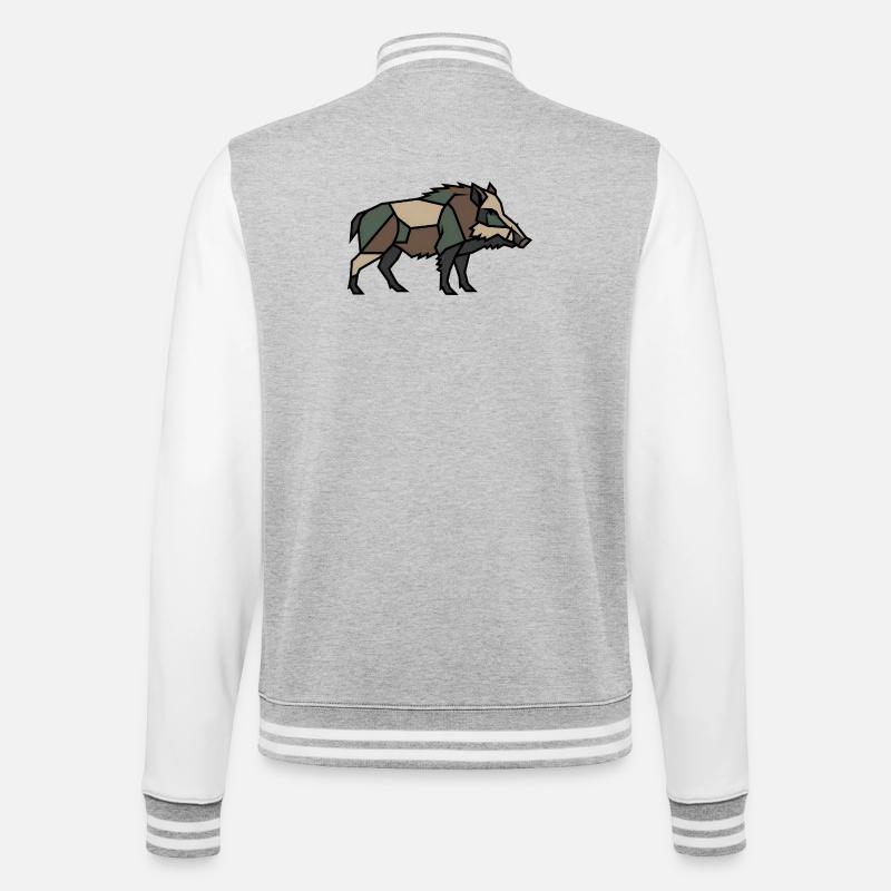 Geometric Boar Low Poly - College Sweat Jacket - heather grey/white