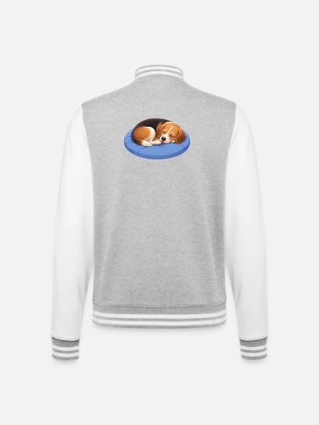 Cute Beagle Cartoon Cuddle Sleeping Chillout - College Sweat Jacket - heather grey/white