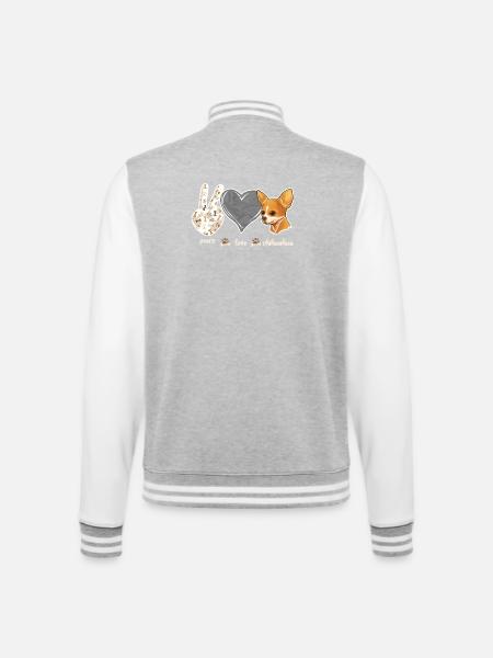 Chihuahua Chihuahueño Peace Love - College Sweat Jacket - heather grey/white