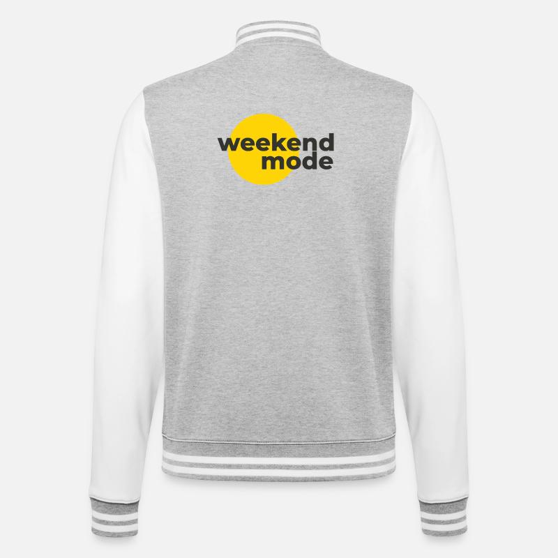 Weekend Mode - College-Sweatjacke - Grau meliert/Weiß