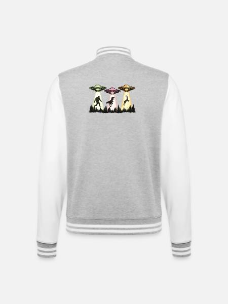 Bigfoot Alien Abduction Sasquatch UFO Spaceship - College Sweat Jacket - heather grey/white