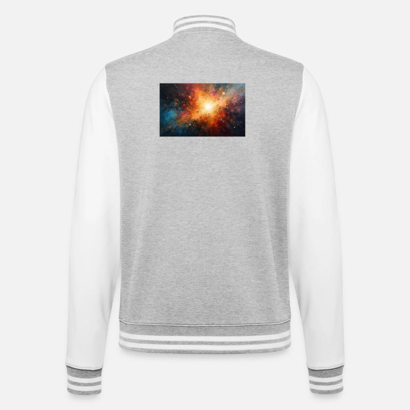 Cosmic Burst Nebula Explosion - College Sweat Jacket - heather grey/white