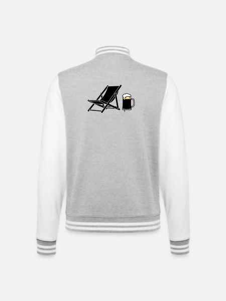 Deck Chair Beer Mug Silhouette - College Sweat Jacket - heather grey/white
