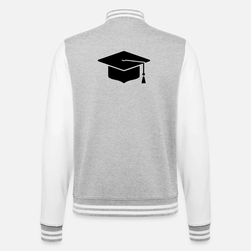 PhD Hat Graduation Icon - College Sweat Jacket - heather grey/white