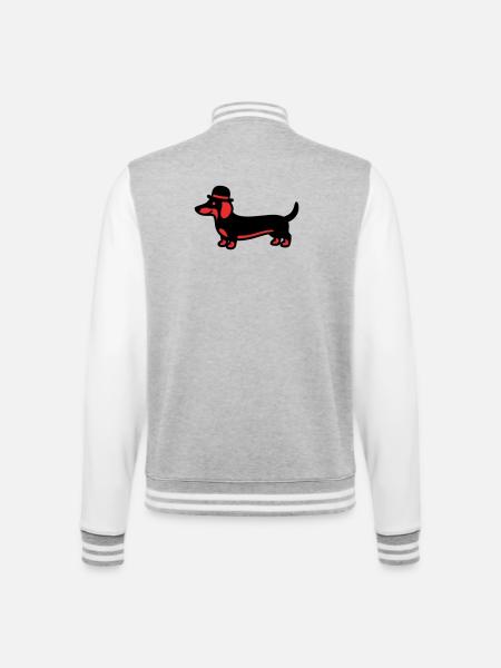 Cool Dachshund Hat Gentleman - College Sweat Jacket - heather grey/white
