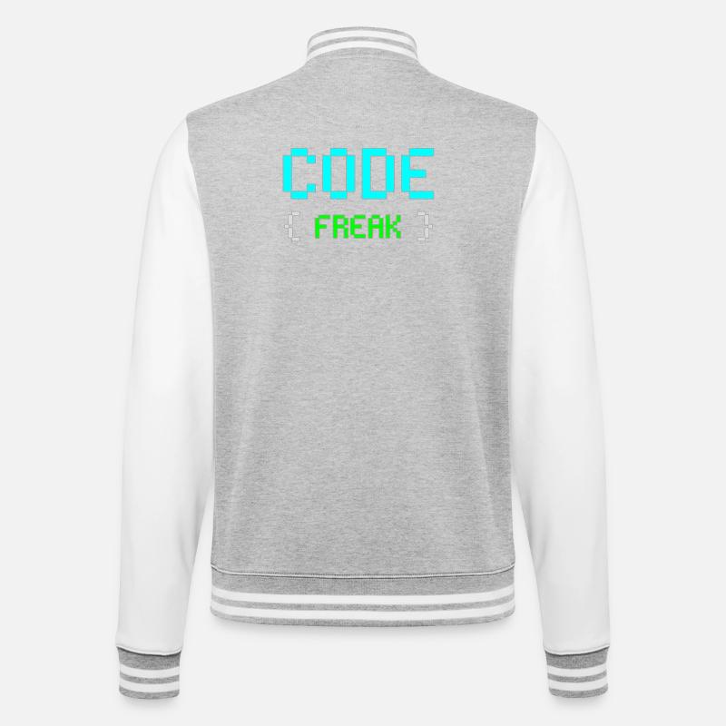 Pixel Code Freak Neon Tee - College-Sweatjacke - Grau meliert/Weiß