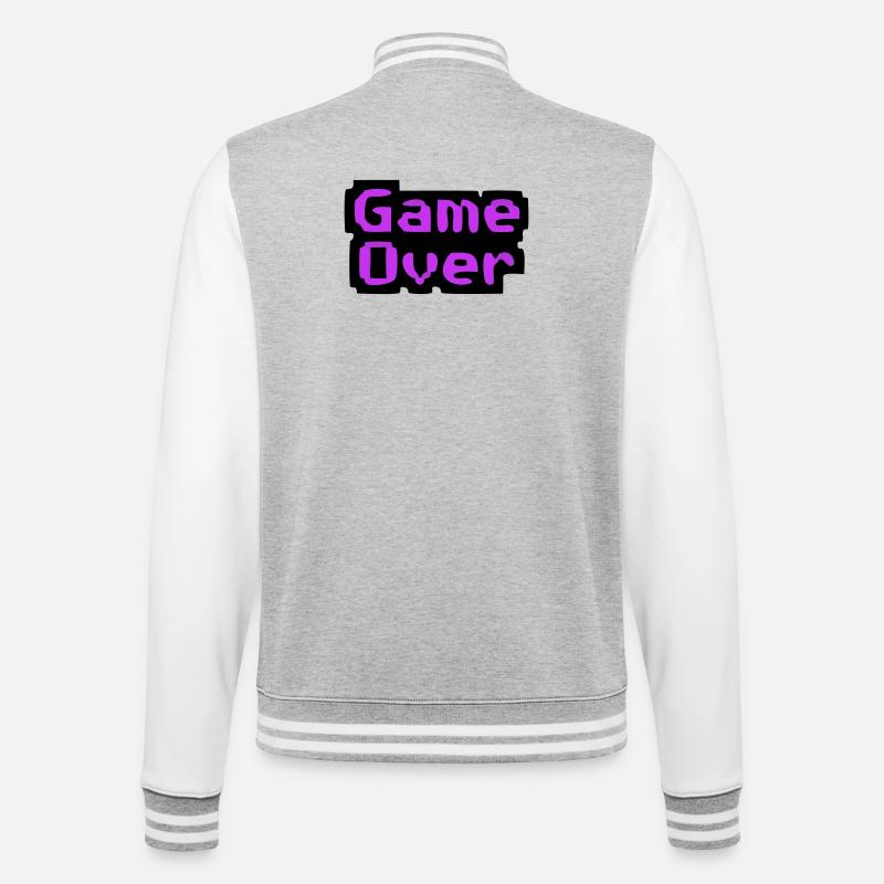 Game Over Pixel Retro - College Sweat Jacket - heather grey/white