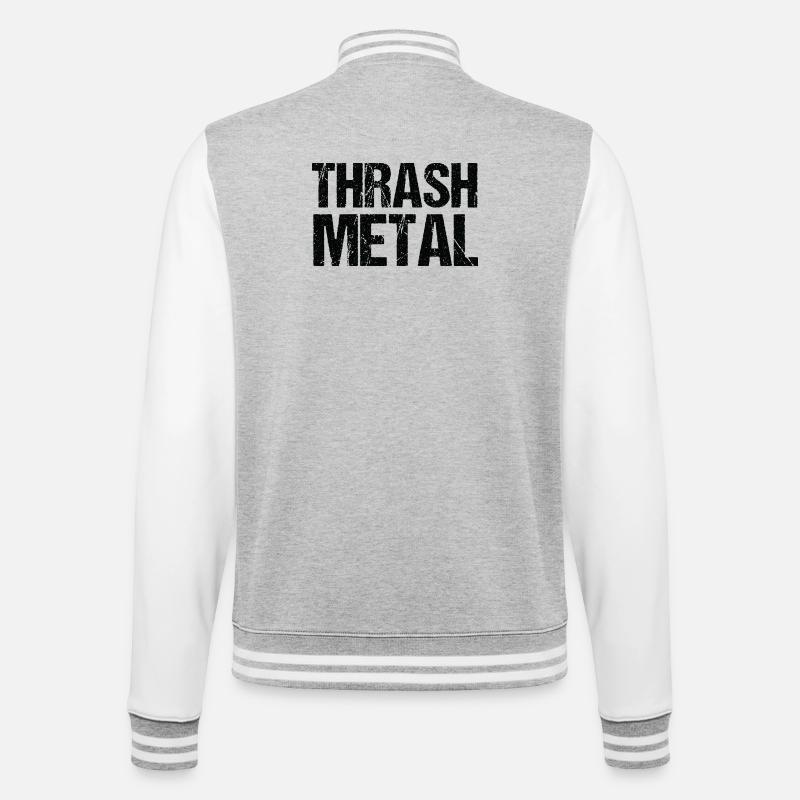 Thrash Metal Bold Typography - College Sweat Jacket - heather grey/white