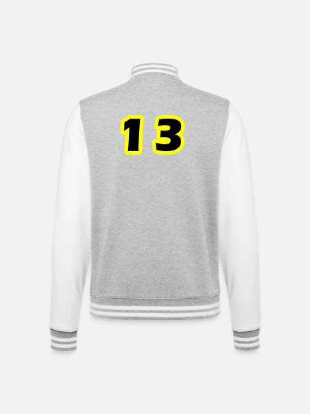 Symbole numérique 13 - Veste Teddy - gris chiné / blanc