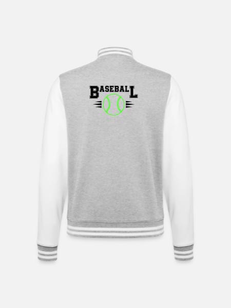 Neon Baseball Ball with Illuminated Stitches - College Sweat Jacket - heather grey/white