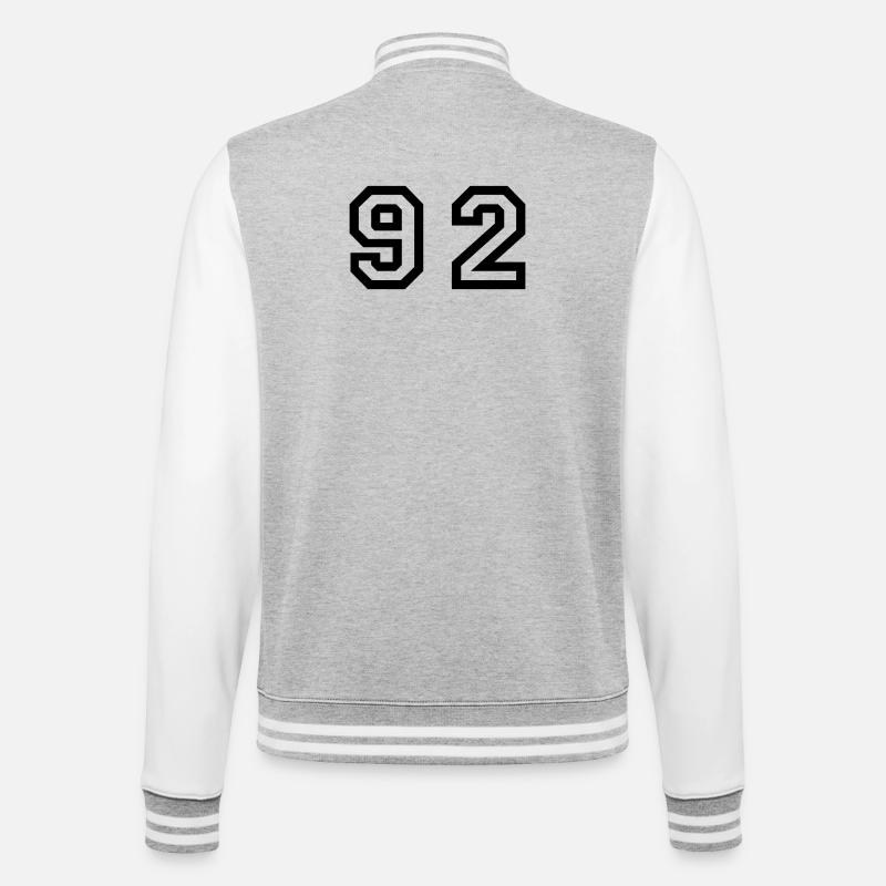 Number - 92 - Ninety Zwei - College-Sweatjacke - Grau meliert/Weiß
