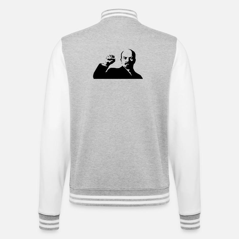 Lenin - Veste Teddy - gris chiné / blanc