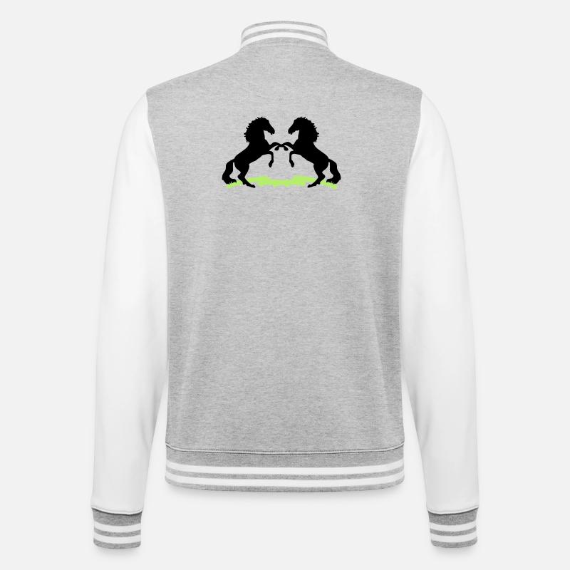 Chevaux - Veste Teddy - gris chiné / blanc