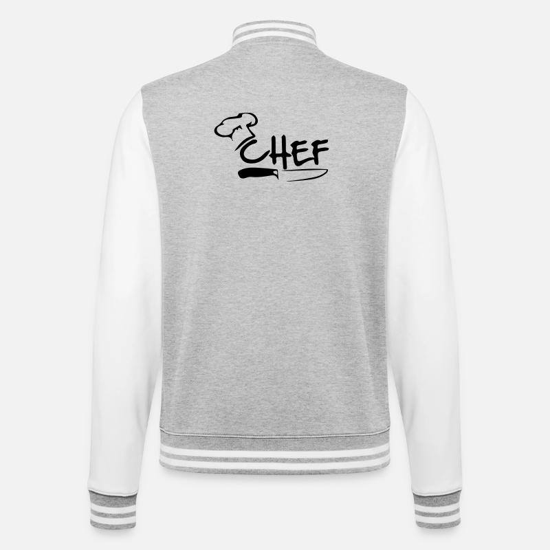 Chefkoch - College-Sweatjacke - Grau meliert/Weiß