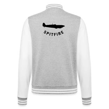 Spitfire fighter plane - College Sweat Jacket - heather grey/white - Back - Marisol (170cm)
