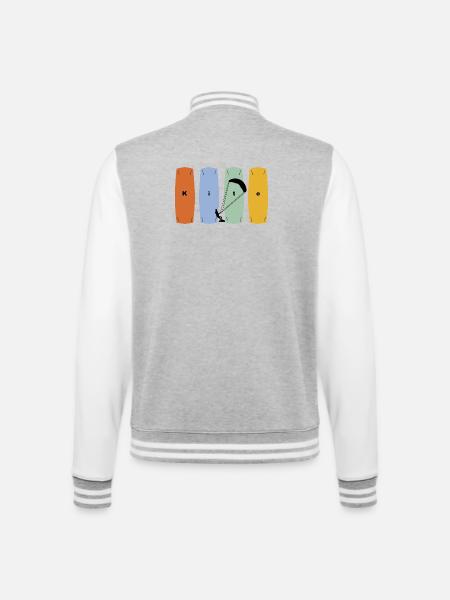 Kite Kitesurfing Design - Board und Kiter - College-Sweatjacke - Grau meliert/Weiß
