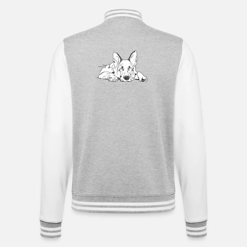 Schäferhund - College-Sweatjacke - Grau meliert/Weiß