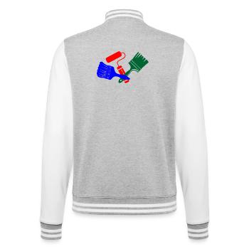 Paint brushes and paint roller in blue red green logo - College Sweat Jacket - heather grey/white - Back - Marisol (170cm)