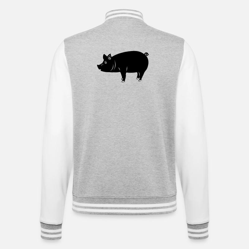 Pig logo Shadow image - College Sweat Jacket - heather grey/white