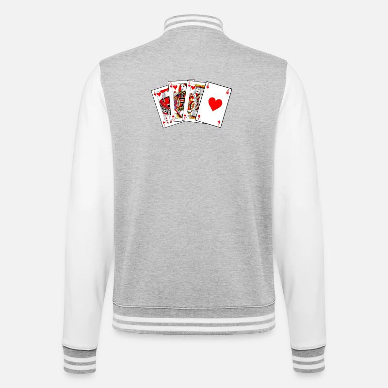Bube Dame König Ass - College-Sweatjacke - Grau meliert/Weiß