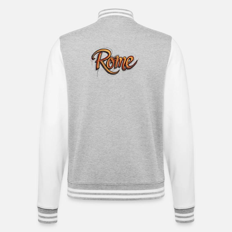Rom - College-Sweatjacke - Grau meliert/Weiß