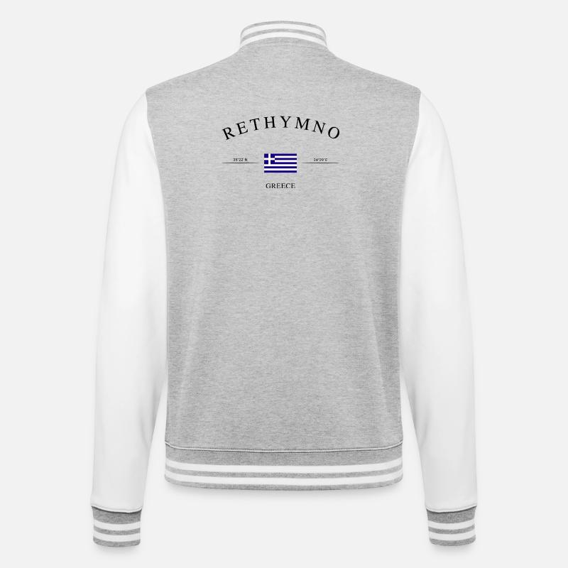 Rethymno Kreta – Urlaub Souvenir & Geschenk - College-Sweatjacke - Grau meliert/Weiß