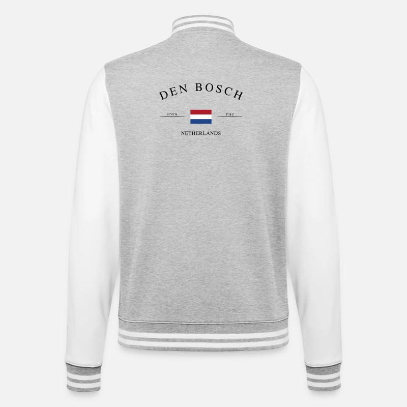  ’s-Hertogenbosch – Urlaub Souvenir & Geschenk - College-Sweatjacke - Grau meliert/Weiß