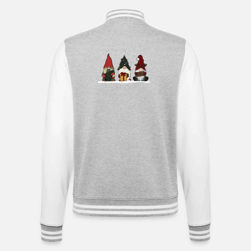 Wichtel  - College-Sweatjacke - Grau meliert/Weiß