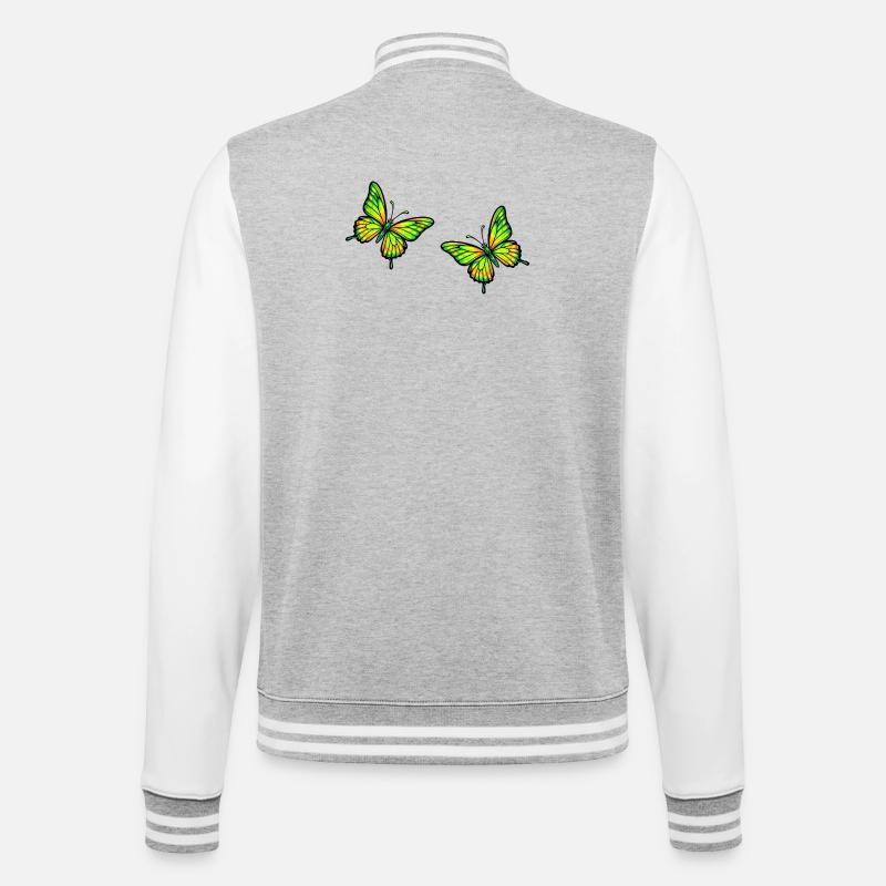 Leuchtende Schmetterlinge - College-Sweatjacke - Grau meliert/Weiß
